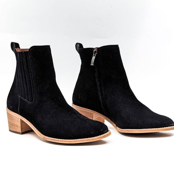 Paul Green Women Sante Zip Western Chelsea Black Suede Ankle Boots size 8US AUS5 - Picture 1 of 11